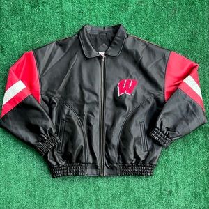 90s Vintage Wisconsin Badgers Football Leather jacket